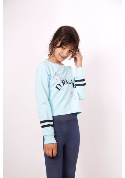 Toontoy Kız Çocuk Relax Fit Bisiklet Yaka Baskılı Crop Sweatshirt - 2 İplik Mint Yeşili Toontoy Kız Çocuk Relax Fit Bisiklet Yaka Baskılı Crop Sweatshirt - 2 İplik Mint Yeşili