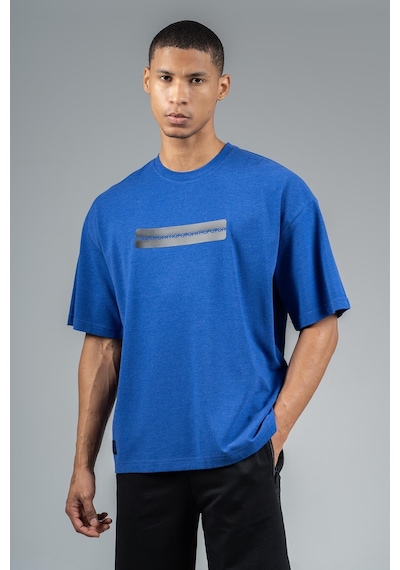 Maraton Sportswear Oversize Erkek Bisiklet Yaka Kısa Kol Basic Saks T-shirt 22749-saks