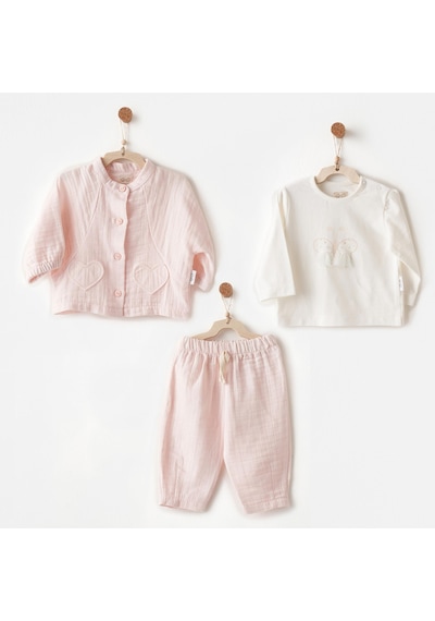 Andywawa Kız Bebek Takım 3 Parça Set Muslin Anw-ac26621 Pembe