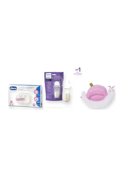 Emzirme Başlangıç Seti 3 Parça: Emzirme Yastığı + Göğüs Pedi + Süt Saklama Poşeti - Pembe