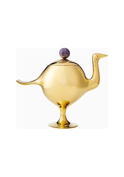Jonathan Adler Bird Pirinç-ametist Detaylı, Lüks Koleksiyonluk Dekoratif Kutu Gold