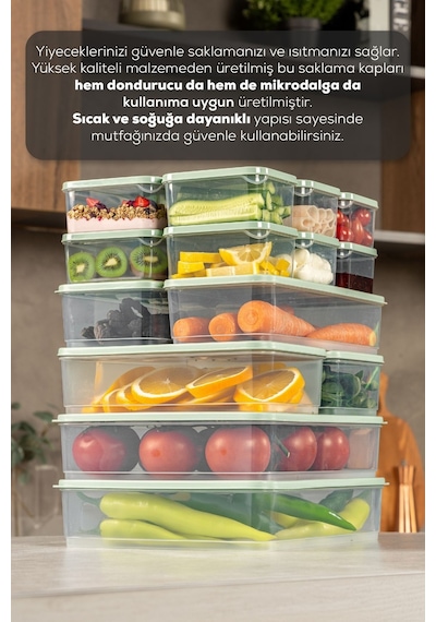 Vienev 18li Buzdolabı Dondurucu Organizer Ve Saklama Kabı Mint 12x 350ml 2x 1,65lt 2x 1,75lt 2x 3,5lt Mint