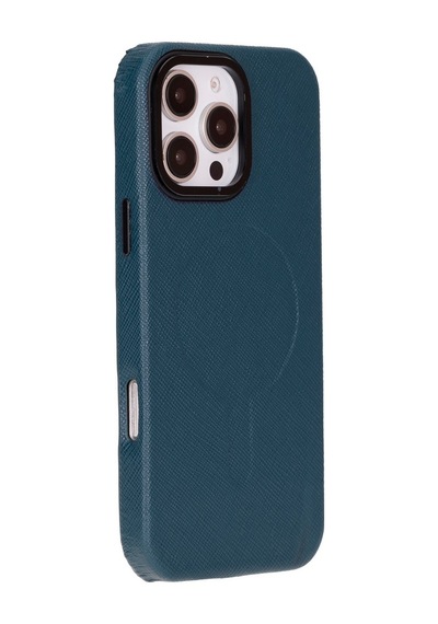 Apple Uyumlu iPhone 16 Pro Max , Hakiki Deri, El Yapımı Kılıf, Mavi