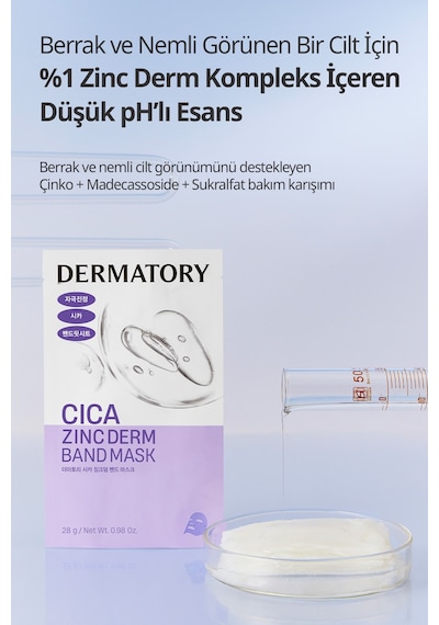 Cica İçerikli, Yoğun Esanslı, Kızarıklık Karşıtı Yaprak Maske Dermatory Cica Zinc Derm Band Mask