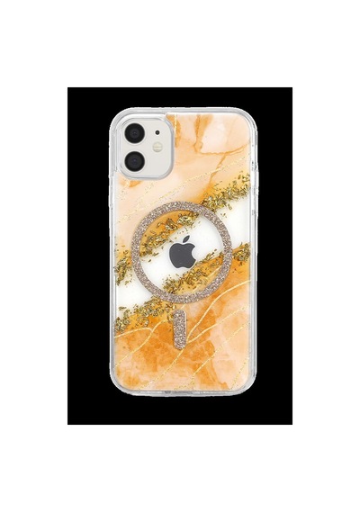 Onegif Apple Uyumlu iPhone 11 Lotus Simli Magsafe Kapak - Turuncu