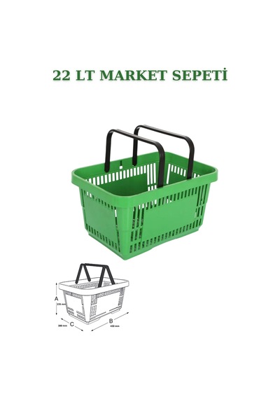 1 adet 22Litre Market ve Alışveriş Sepeti, Saplı Market Sepeti Y