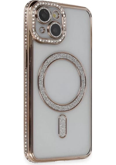 Newface Apple İphone 13 Kılıf Joke Simli Magneticsafe Kılıf - Gold