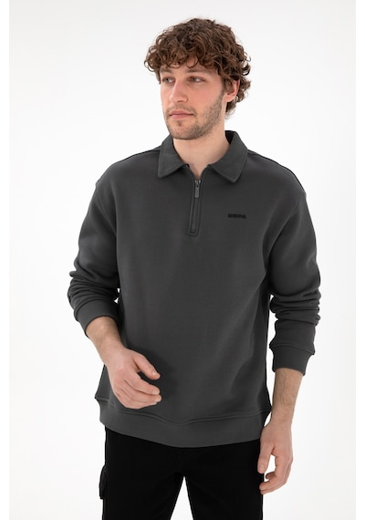 U.S. Polo Assn. Erkek Comfort Fit Yarım Fermuarlı Antrasit Basic Sweatshirt 50298265-VR006