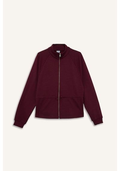 Defacto Standart Fit Dik Yaka Fermuarlı Beli Lastikli İçi Yumuşak Tüylü Modal Hırka G4368ax25wnbr170 Bordo-br170