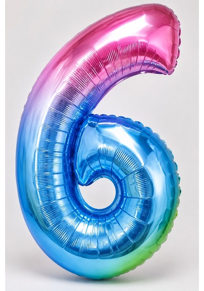 Folyo Rakam Balon 6 Rengarenk 40 İnç 100 Cm Doğum Günü Yaş Parti Kutlama Süsleme Dekor Balonu Çok Renkli