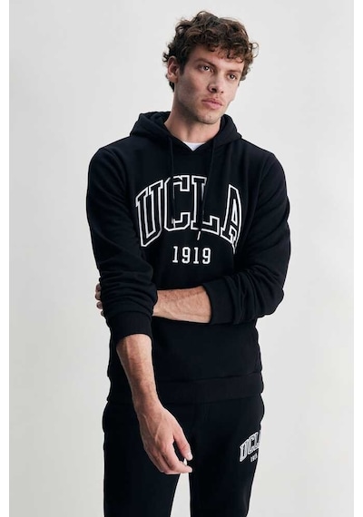 Ucla Jepsen Siyah Kapüşonlu Nakışlı Standard Fit Erkek Sweatshirt Siyah