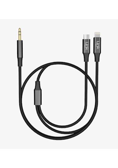 Linktech Aux To Type-c Ve Lightning Dönüştürücü - Linktech A204 3.5mm Aux'u Type-c Ve Lightning Dönü
