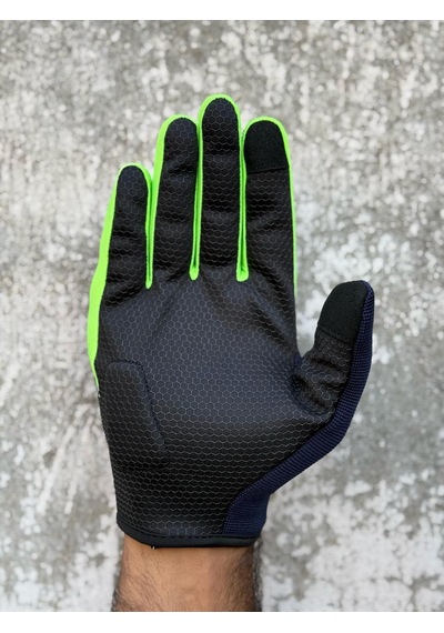 Revertech Aura Lacivert / Neon - Dokunmatik Ekran Uyumlu Erkek Motosiklet Eldiveni + Buff li