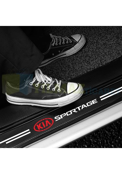 Kia Sportage Logo Karbon Kapı Eşiği Koruma Oto Sticker 4 Parça