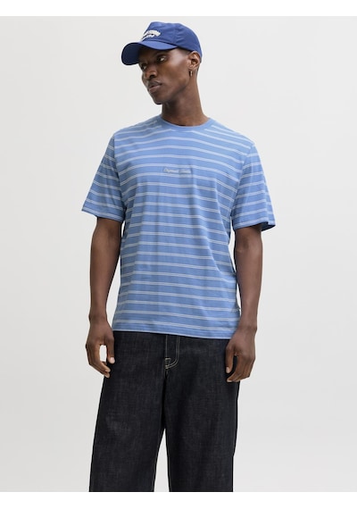Jack & Jones Erkek Çizgili Nakis Islemeli Tisört - Norrebro - 12291021 Marina