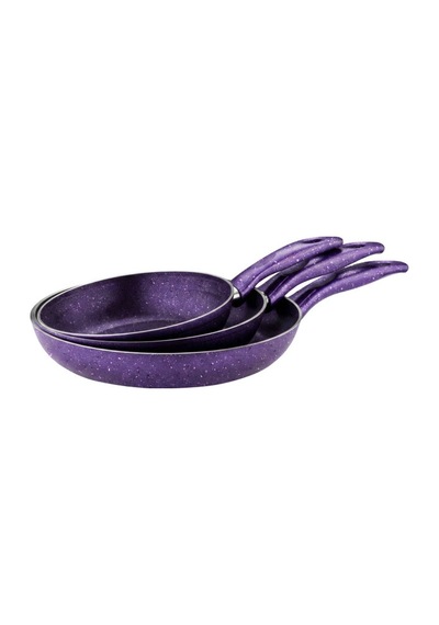 3lü Granit Tek Saplı Tava Seti - Violet Violet