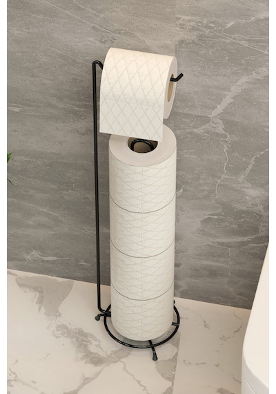 Yedekli Tuvalet Kağıtlığı Banyo Düzenleyici Siyah Metal Wc Kağıtlık Standı Tutacağı Ve Askısı