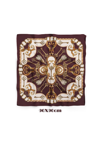 Sırlı Hazine Desen 90x90cm Eşarp/fular Bordo