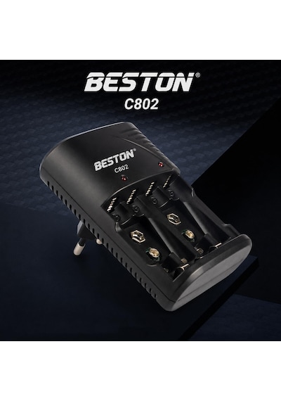 Aa Aaa 9v Pil Şarj Cihazı Ni-mh Ni-cd Uyumlu Akıllı Şarj Özellikli Led Göstergeli Aşırı Charge Korumalı 2 Li 4 Lü Pil Charge Adaptörü Beston C802