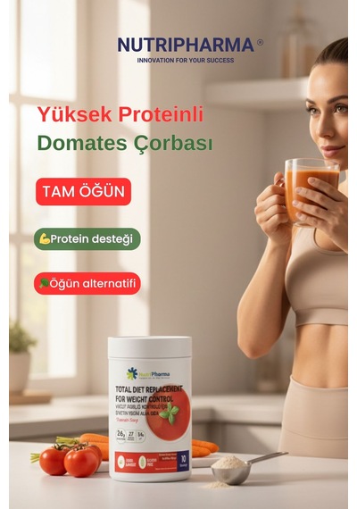 Whey Proteinli Domates Çorbası Öğün Yerine Geçen Yüksek Proteinli Tam Öğün, 600 G Domates