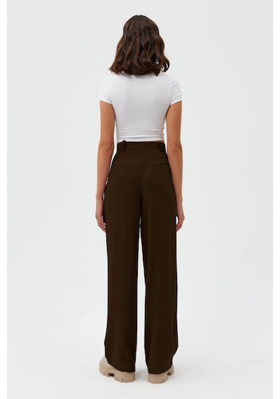 Açelyaokcu Premium Lowry Wide Leg Palazzo Dokuma Pantolon Kahverengi Açelyaokcu Premium Lowry Wide Leg Palazzo Dokuma Pantolon Kahverengi