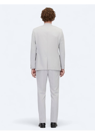 Kip Açık Gri Düz Slim Fit Takım Elbise Açık Gri