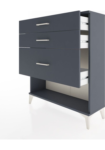 Arges Şifonyer 3 Çekmeceli 88x30x106 Antrasit-antrasit Antrasit