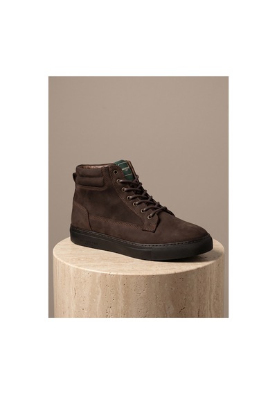 Bafaş Ayakkabı 371616 Kahve Hakiki Dana Derisi Bilekli Erkek Sneaker Kahverengi