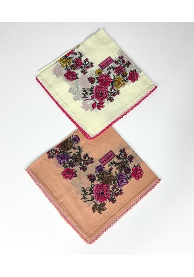 Eripek 2'li Paket Oyalı % 100 Pamuk Tülbent 6805 Krem-somon