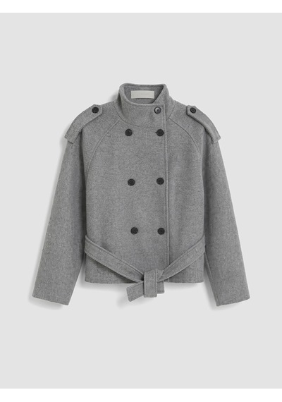 Lcw Modest Gri Kuşaklı Oversize Kadın Kaşe Kaban