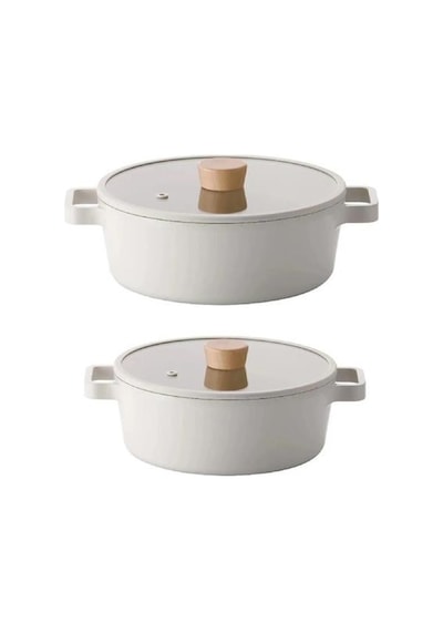 Neoflam Fika Bej 4 Parça Tencere Seti 22 Cm Tencere Ve 24 Cm Tencere Beyaz