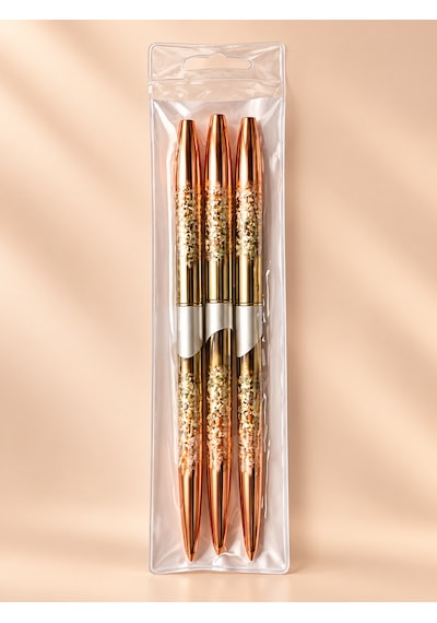3'lü Kapaklı İnce Nail Art Detay Çizim Ve French Fırça Seti Bronz Lın-006