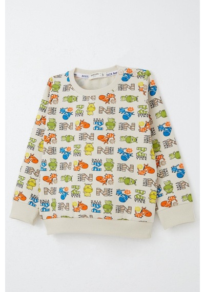 Breeze Erkek Bebek Eşofman Takım Zebra Macerası 9 Ay-3 Yaş, Krem Krem