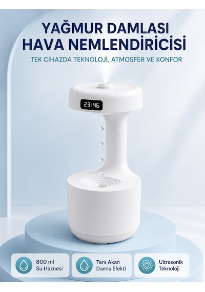Anti Yerçekimi Su Damlası Hava Nemlendirici 800 Ml Ultrasonik Aroma Difüzör Sarı