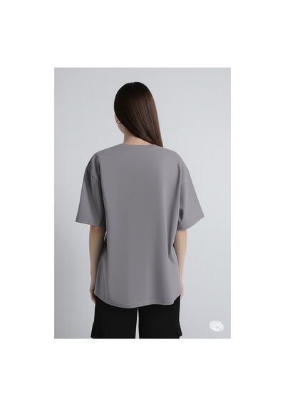 Nevermınd Unisex Renkli Graffiti Baskılı Oversize Beyaz T-shirt Antrasit Antrasit
