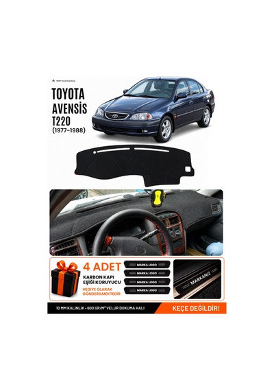 Toyota Avensis T220 1997-2002 Uyumlu Torpido Örtüsü, Torpido Kılıfı - Siyah
