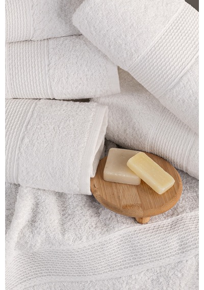 Blanc 10'lu 50x90cm El Yüz & Saç Havlusu Seti Havlu El Havlusu Banyo Havlusu I Çeyiz Havlusu Beyaz