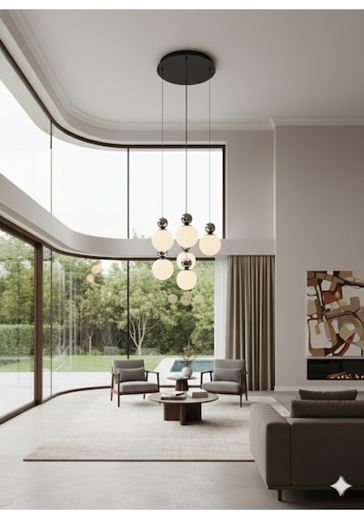 Mylights Ada Mutfak Salon Avize Masa Üstü Modern Altılı 6 Lı Mat Opal Cam Sarkıt E27 Duy Siyah - Beyaz