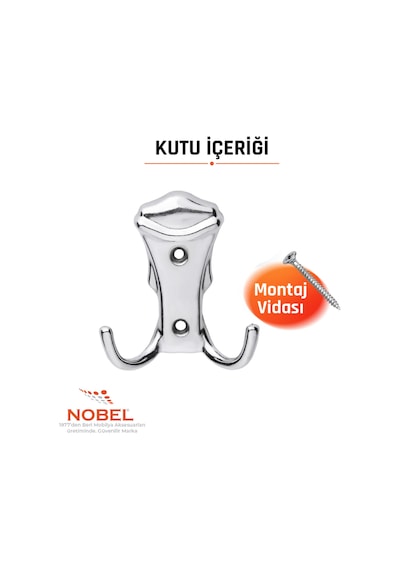 Kobra Askı, Metal Vestiyer Askısı, Krom, Duvar Ve Dolap Askılığı 5'li Set Vidalı