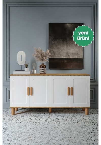 Flora Bohem Konsol 4 Kapaklı Mdf Mebran Kapak 160 Cm Modern Salon Konsolu Aytaşı Ceviz Ceviz - Aytaşı Flora Bohem Konsol 4 Kapaklı Mdf Mebran Kapak 160 Cm Modern Salon Konsolu Aytaşı Ceviz Ceviz - Aytaşı