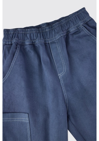 Panço Erkek Çocuk Cepli İndigo Şort 2621bk07001 Mavi