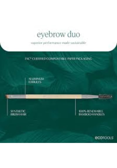 Ecotools Kaş Ve Kirpik Fırçası İki Uçlu, Kaşları Şekillendirme Ve Doldurma, Pudra Ve Krem İçin Çok Amaçlı Kullanım, Çift Uçlu Makaralı Ve Açılı Kaş Ve Kirpik Fırçası