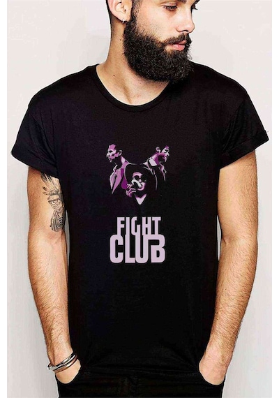 Fight Club Smoky Baskılı Siyah Erkek Tshirt