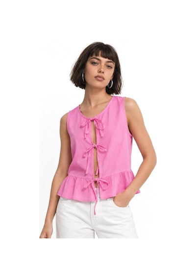 Hiccup Mixray Fırfırlı Önden Bağcıklı Bluz Toz Pembe