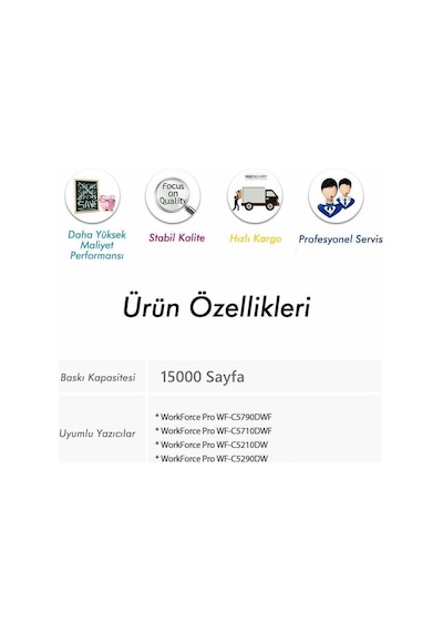 Epson Wf-c5790 Siyah Mürekkep 500 Ml Uyumlu