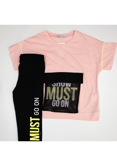 Via Girls Show Must Go On Baskılı Toz Pembe Takım Açık Pembe