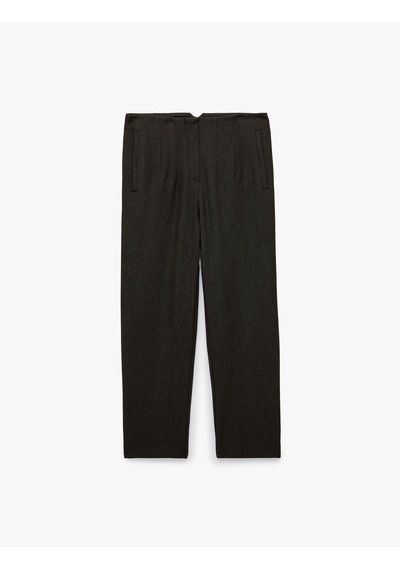 Koton Slim Fit Düz Kısa Paça Viskon Karışımlı Cigarette Pantolon Kahverengi 7wak40037uw Kahve