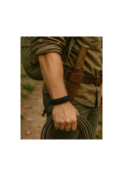 Taktik 2'li Paracord Survival Bileklik Siyah