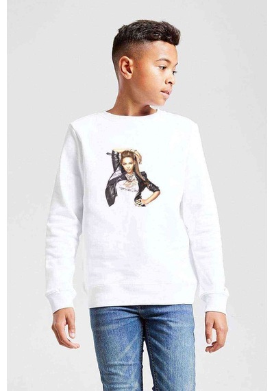Tshirthane Beyonce Dream Baskılı Unisex Çocuk Beyaz Sweatshirt Beyaz