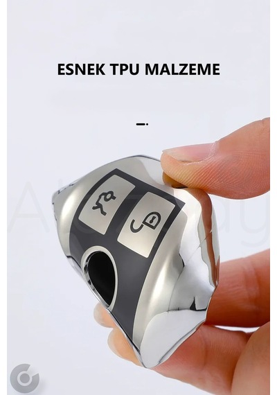 Mercedes A B C E S G Serisi Gl Gla Glc Cla Cls Amg Parlak Tpu Anahtar Kılıfı Gümüş